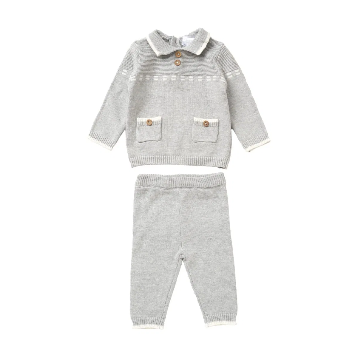 Детский пуловер в поло, комплект из пуловера и штанов, Rock a Bye Baby Boutique, серый