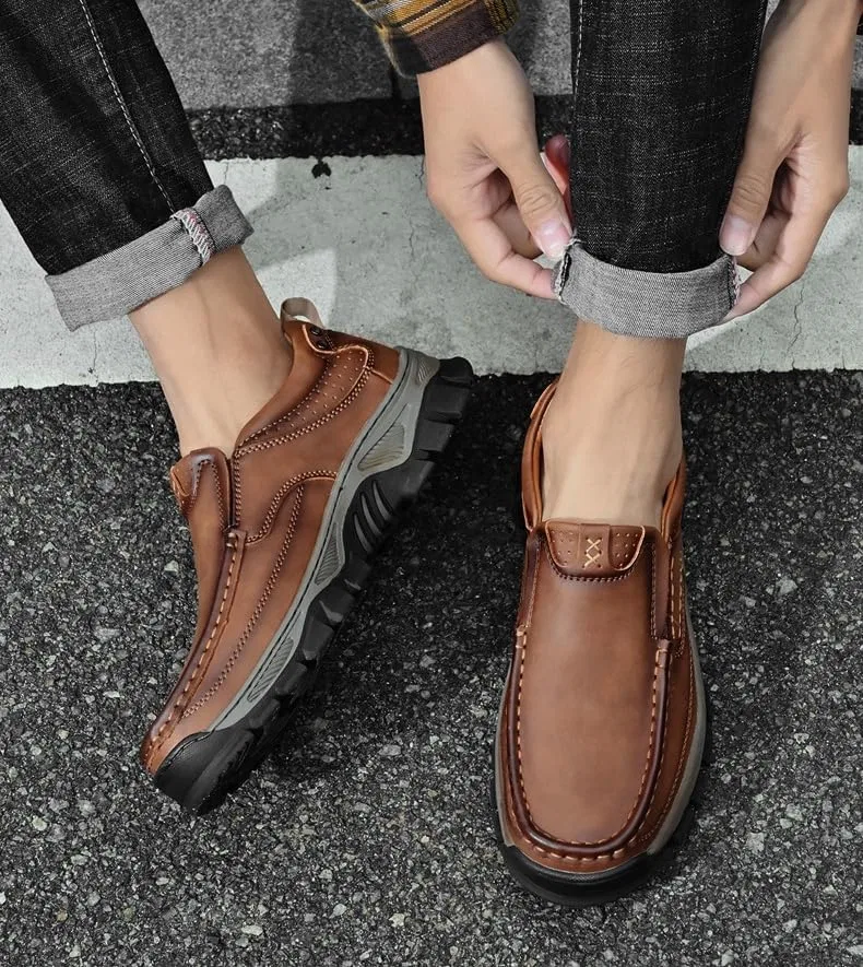 Мокасины Leather Slip on Hiking Shoes, светло-коричневый — фото 3