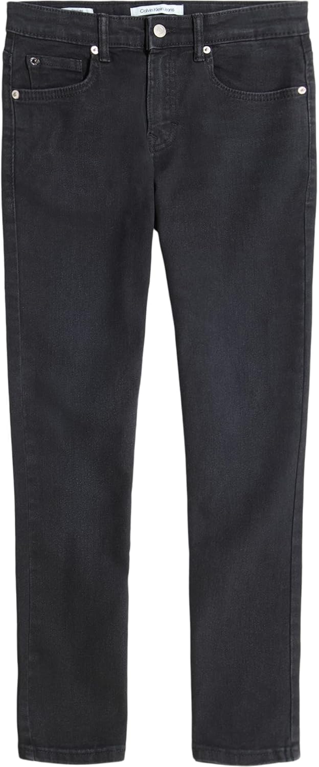 

Джинсы Calvin Klein для мальчиков Slim Fit, прямые, эластичные, с пятью карманами, застежкой на молнию и пуговицы, Asphalt