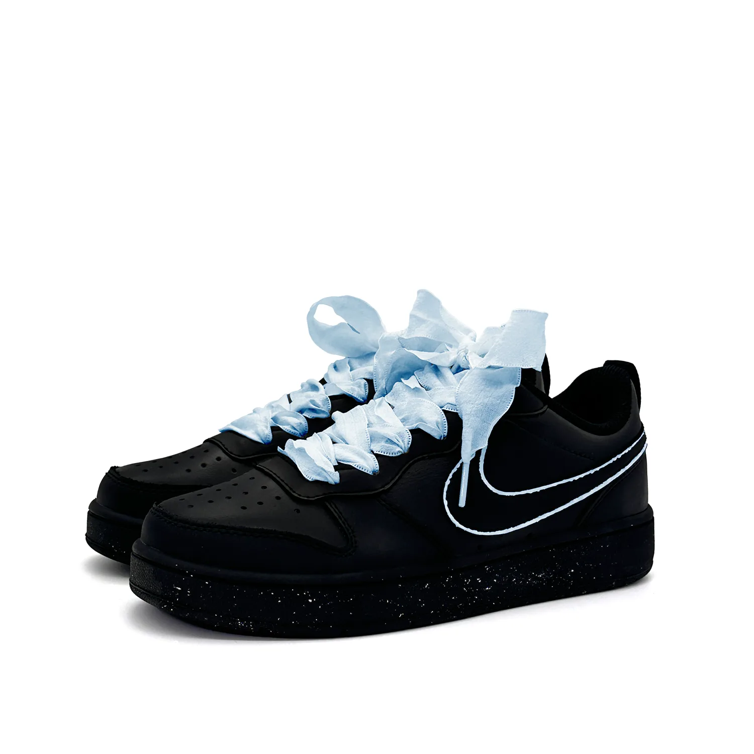 Nike Кроссовки для скейтбординга Court Borough Blue Ink Teal Leather Slip Resistant низкие детские черно-синие — фото 4
