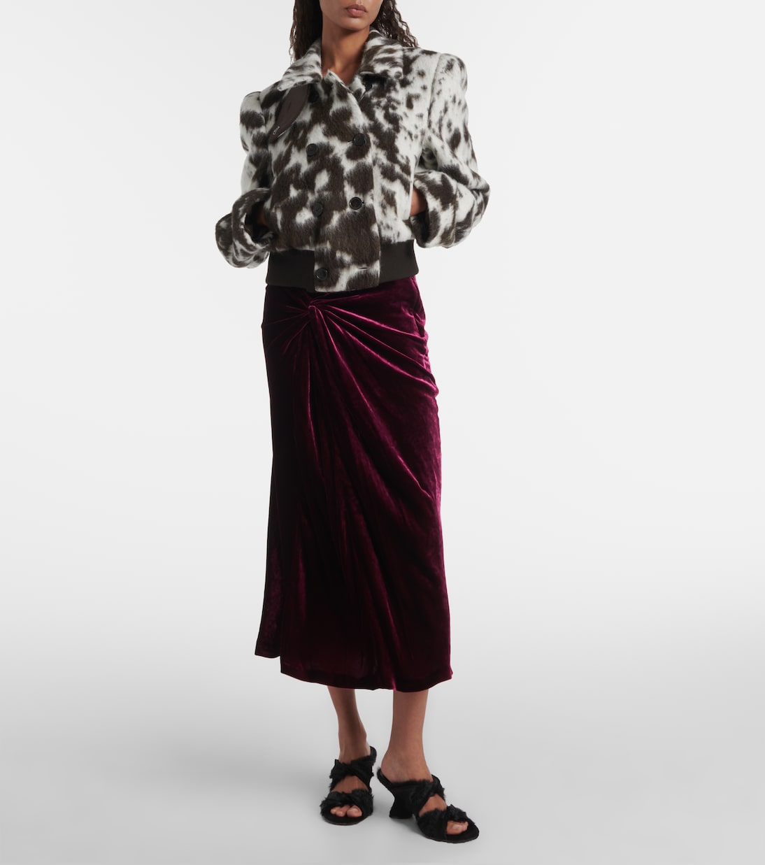 Сандалии из телячьей шерсти на танкетке Dries Van Noten, черный — фото 3