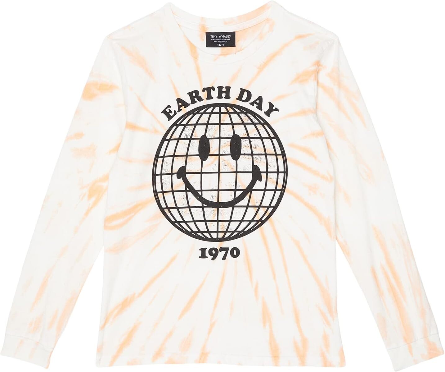 

Рубашка Tiny Whales Earth Day Spiral Tie-Dye Long Sleeve Shirt, цвет White/Grapefruit Tie-Dye