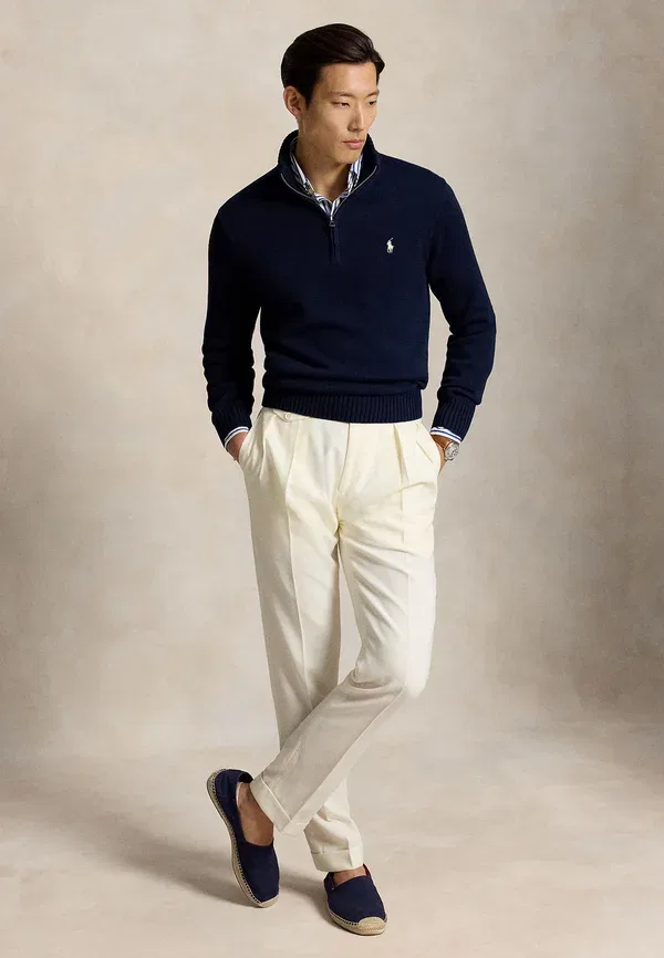 Свитер с четверть-застежкой и имитацией водолазки Polo Ralph Lauren, охотничий синий — фото 2