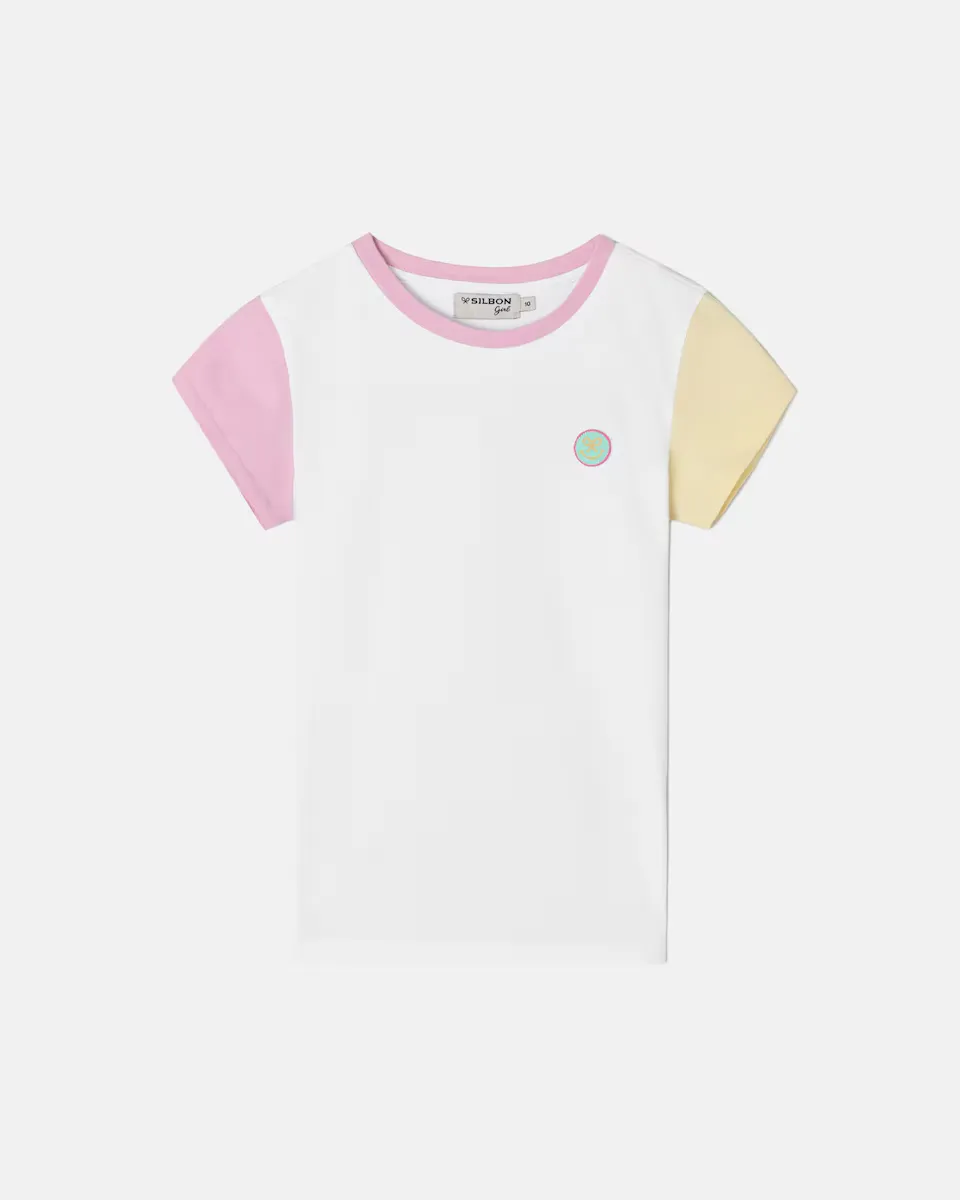 

Девичья футболка Smile с контрастными рукавами Silbon, белый