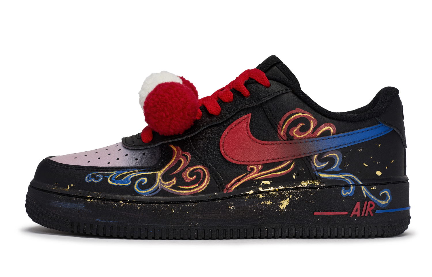 

Nike Air Force 1 07 811 Manufacturing, Damdan Low top Skateboard Shoes Men's Black Red Pink Blue