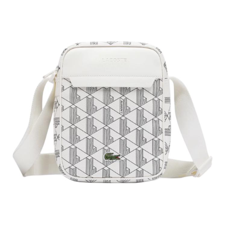 

LACOSTE Плечевая сумка из ПВХ среднего размера унисекс цвета слоновой кости и изумрудно-зеленого, Ivory & Emerald Green