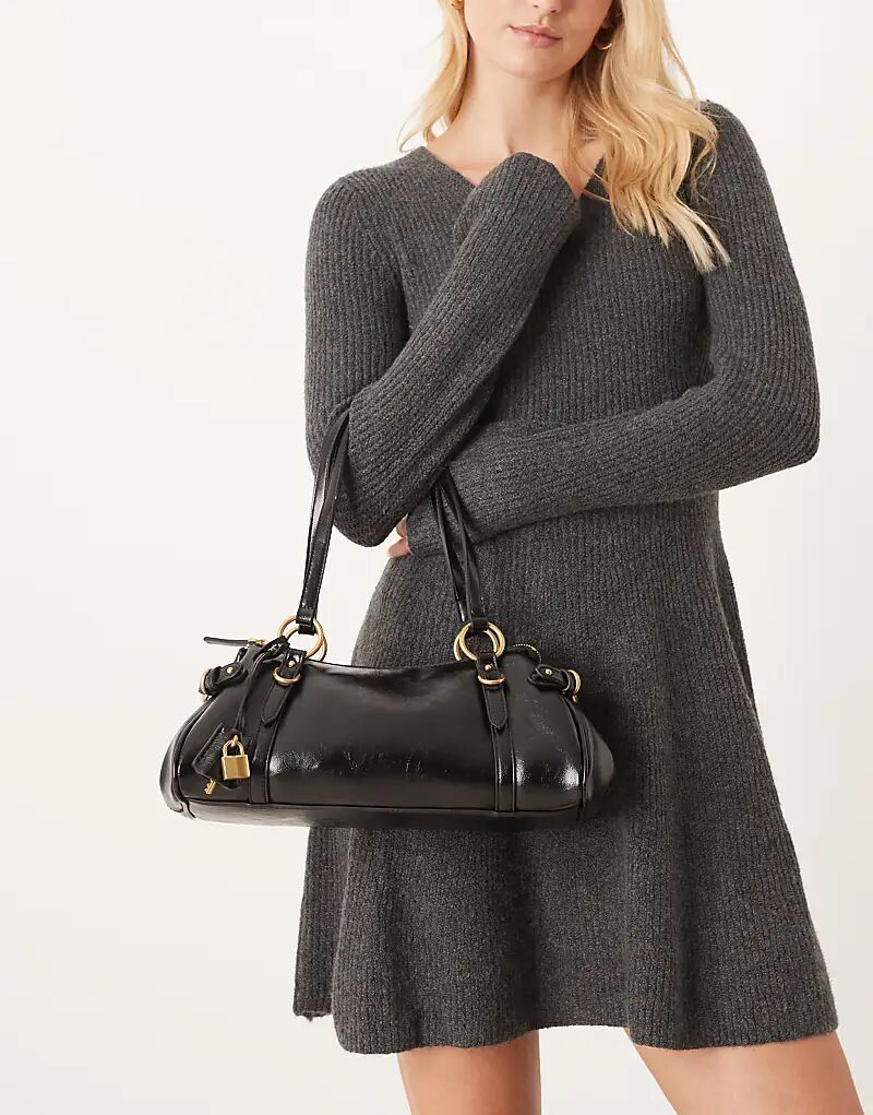 

Сумка для боулинга из искусственной кожи Mango с замком, черная