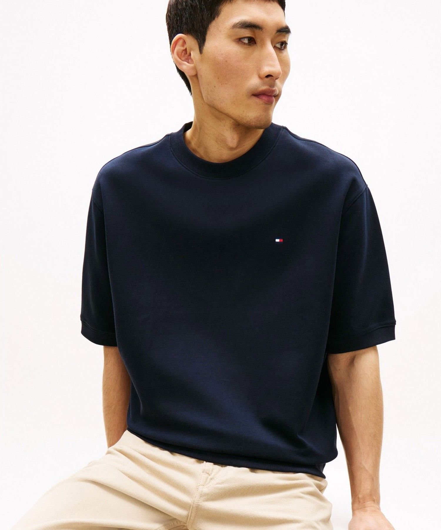 Тканая толстовка с коротким рукавом из двойной вязки Tommy Hilfiger, Navy DW5 — фото 2