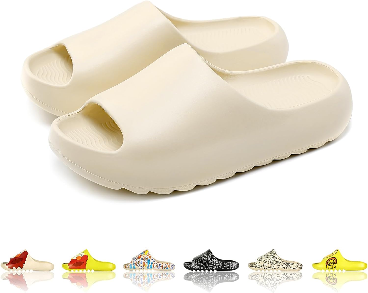 

Мужские и женские тапочки-сланцы с облачной подушкой EVA, милый мультяшный принт, нескользящие для душа, с открытым носком, для ванной, дома, спа, тренажерного зала, мягкая и удобная обувь Tptoes, хаки