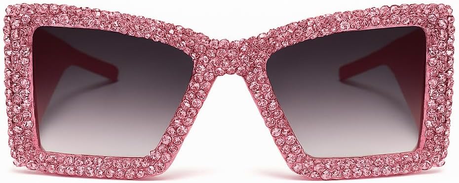 

Солнцезащитные очки bullabulling со стразами для женщин и мужчин, квадратные, с блестками и кристаллами, модные солнцезащитные очки для вечеринок, блестящие очки, Rose