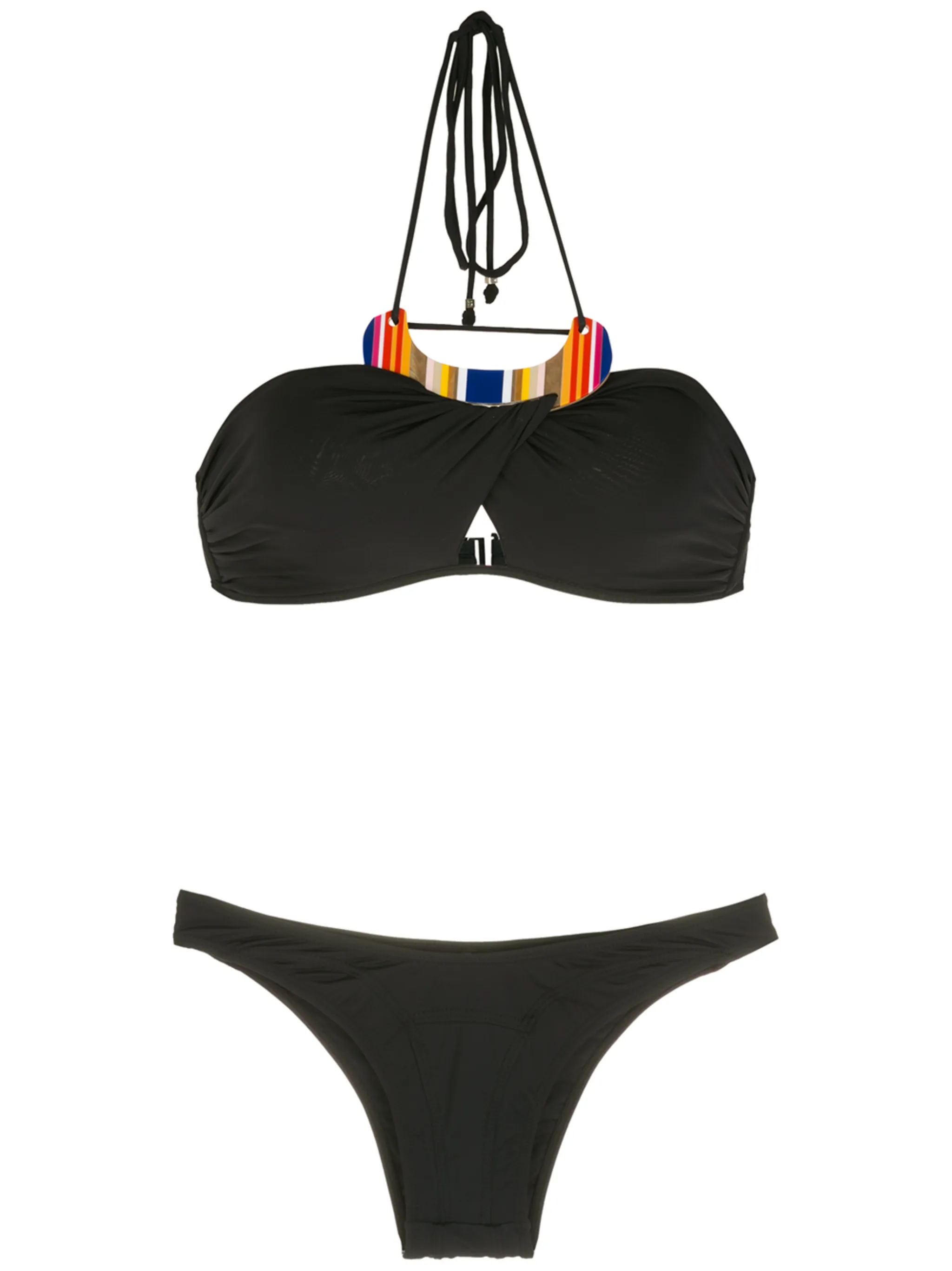 

Купальник с высоким вырезом и вышивкой Amir Slama, черный