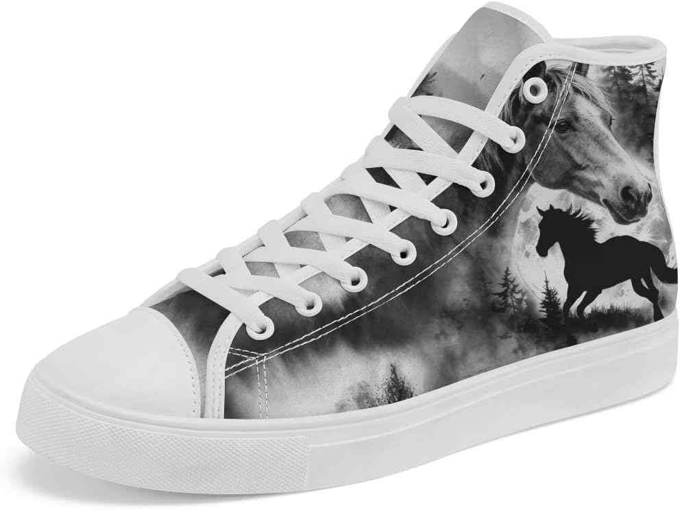 

Высокие кеды из канвы с изображением лошади для женщин и мужчин, повседневные кроссовки на шнуровке Chebing, 612 Gray