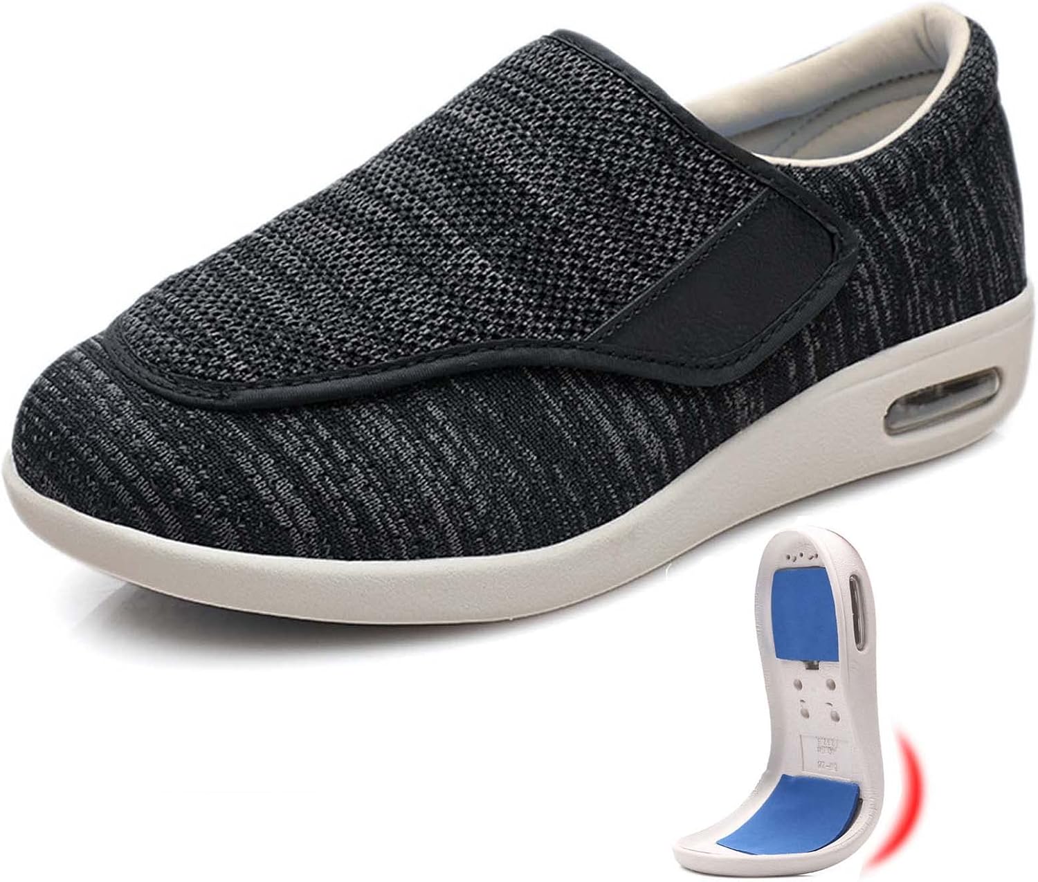 

Кроссовки для ходьбы с дополнительной шириной при отеках, с съемными стельками из пены с эффектом памяти, легкие, для пожилых людей с опухшими стопами, мужские 9.5/женские 10.5 Generic, серый