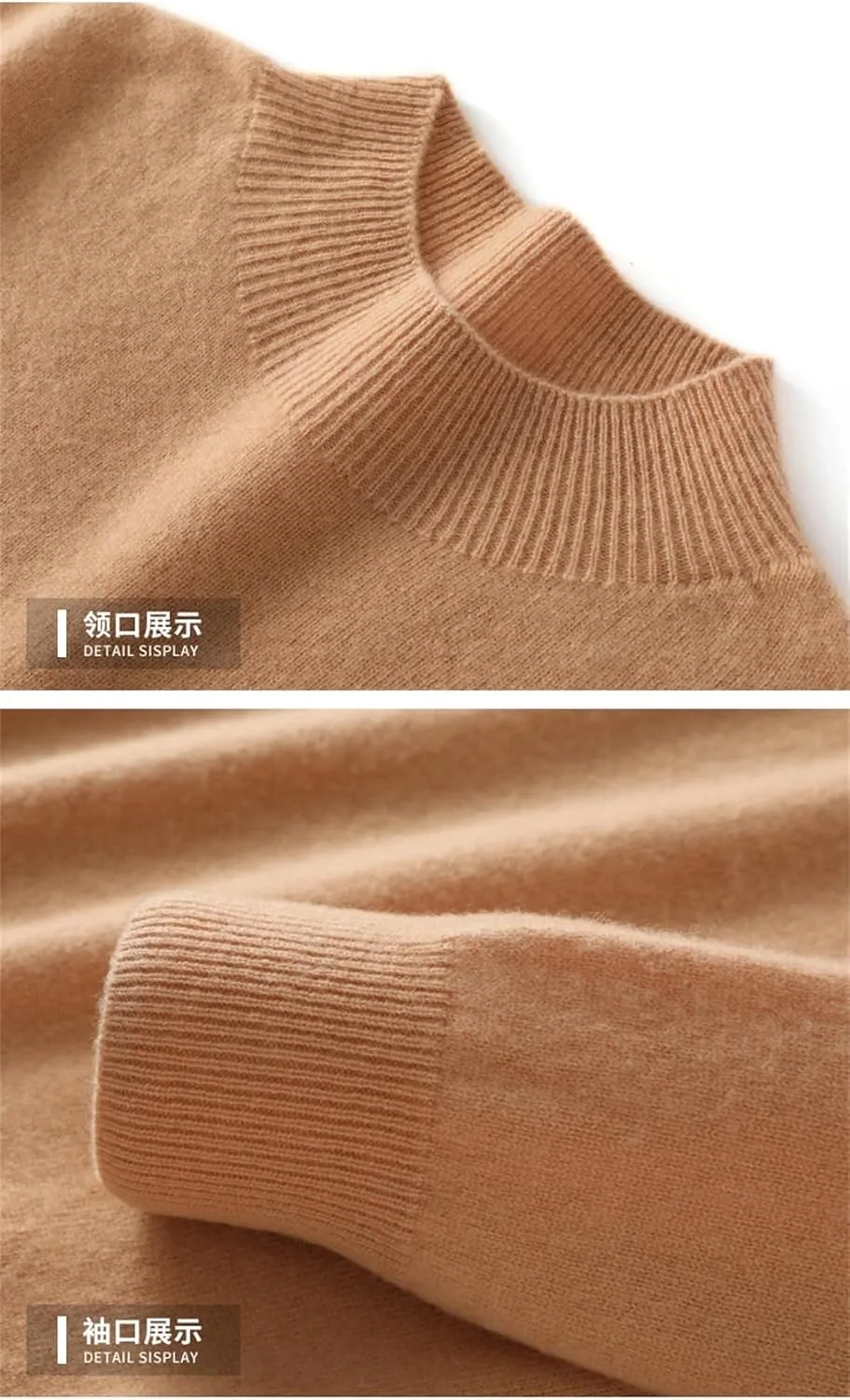 Мужской шерстяной свитер Slim Fit с длинными рукавами и воротником-стойкой — фото 2