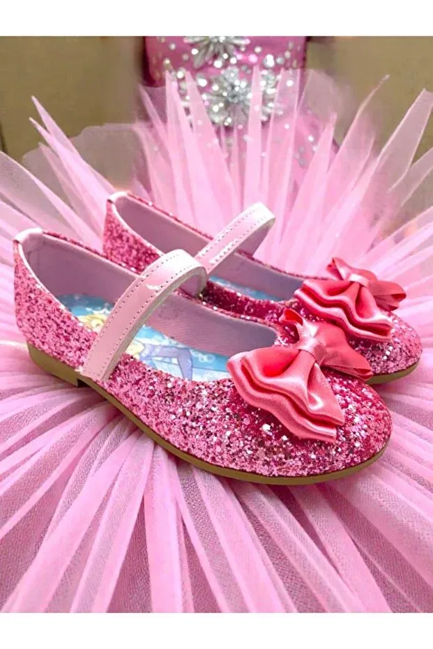 Детские балетки для девочек с бантом Markaboni, Pink White