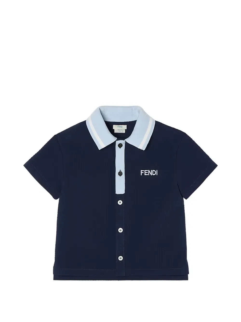 Рубашка из сирсакера с вышитым логотипом FENDI KIDS, синий