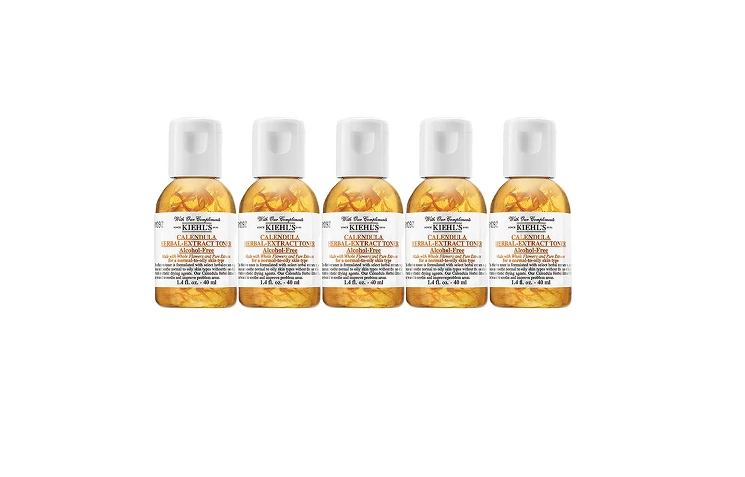 Женский набор миниатюр тонера с календулой Kiehl's Calendula, 40 мл x 5, Kiehl's, Clear