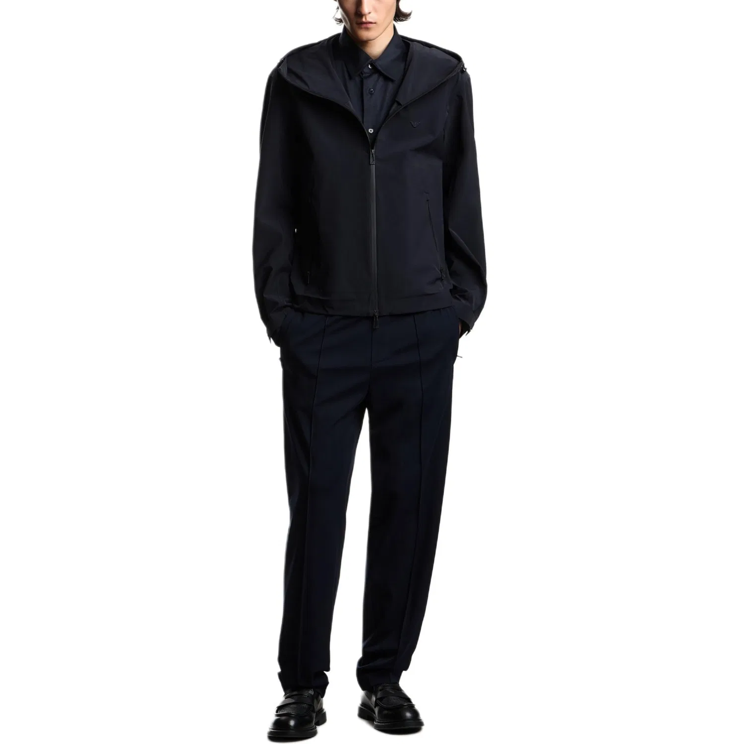 Мужская куртка с капюшоном и молнией Hooded Zip-Up, EMPORIO ARMANI, Marine Blue — фото 3