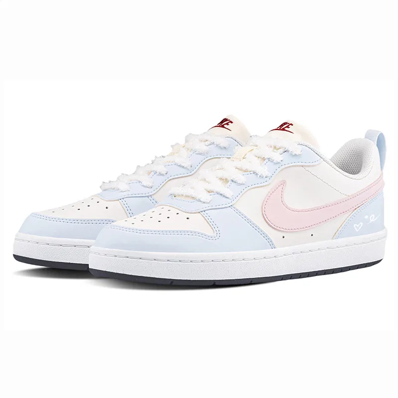 Детские кроссовки низкие с принтом Nike Court Borough Maris Sal Milk Foam, Light Blue — фото 4