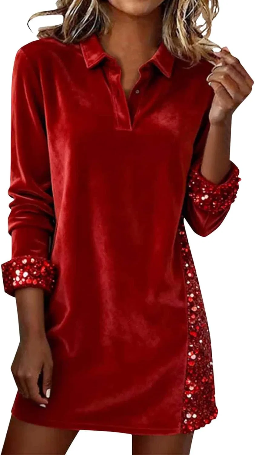Женское коктейльное платье с пайетками Velvet, Red
