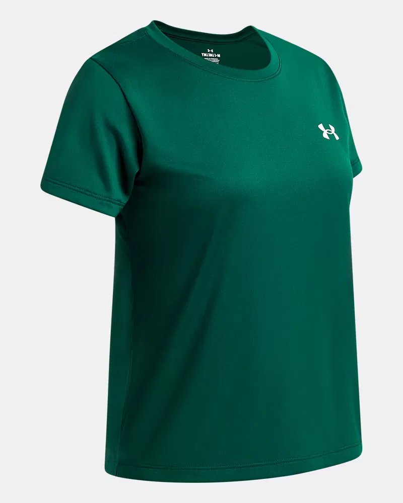 Футболка для девочек с коротким рукавом из быстросохнущей ткани UA Tech UnderArmour, Campus Ivy/White — фото 3