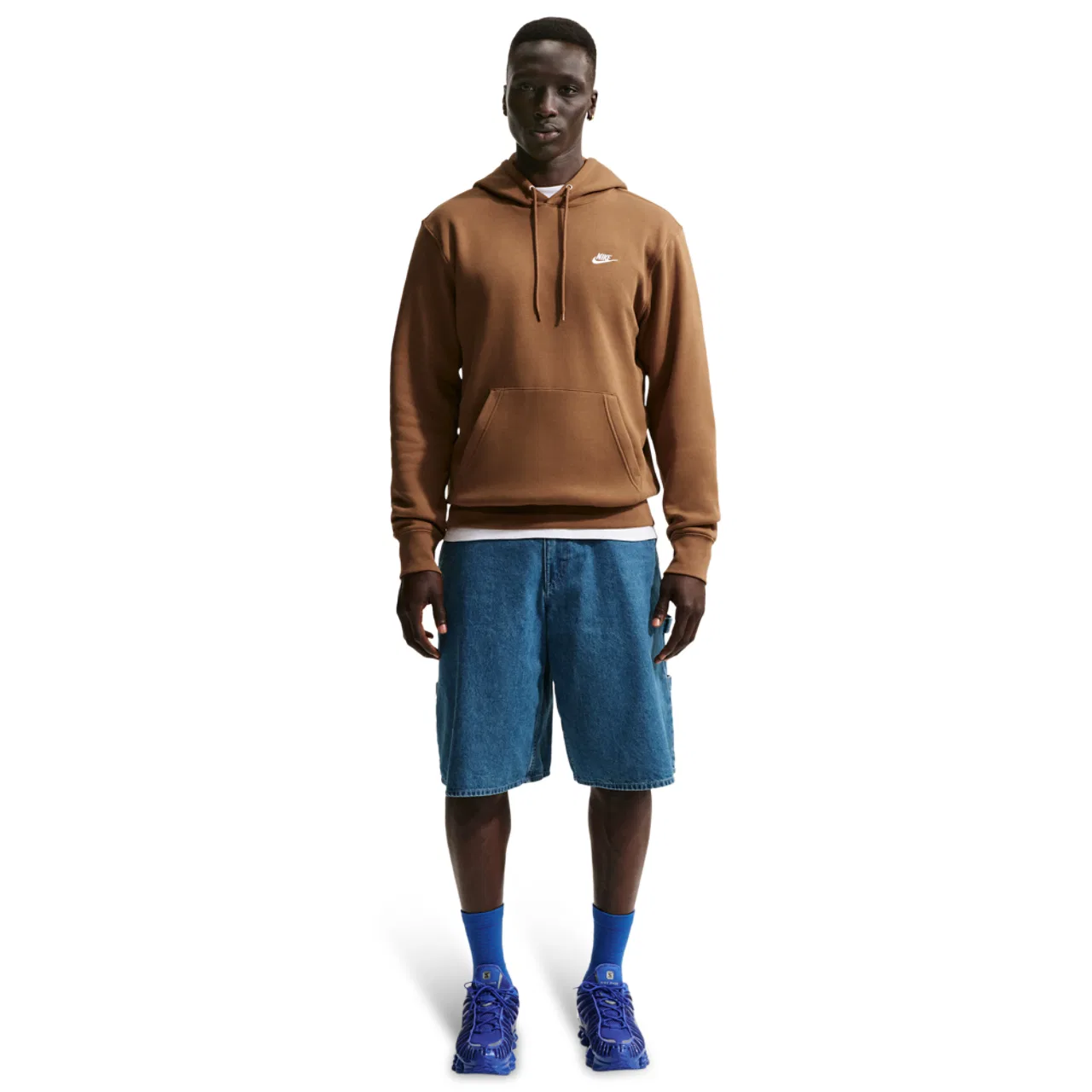 Толстовка мужская Club Pullover Nike, цвет Ale Brown/White/Ale Brown — фото 3