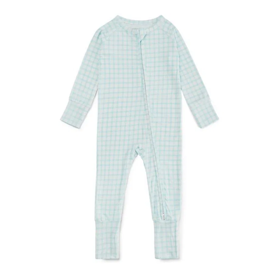 Детский слип-пижама с принтом Coastal Check Motette, Light Blue And White Gingham