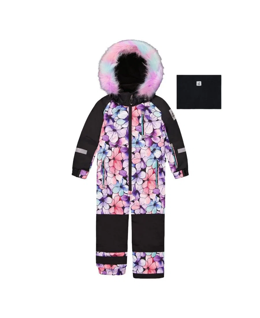 Детский комбинезон-снегокат с флористическим принтом Deux par Deux, Purple Floral Print