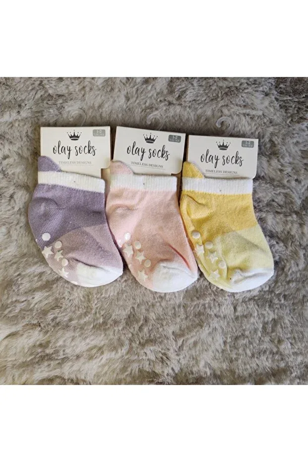 Детский набор носков 3 шт Basics Olay Socks, Yellow-Purple-Pink — фото 3