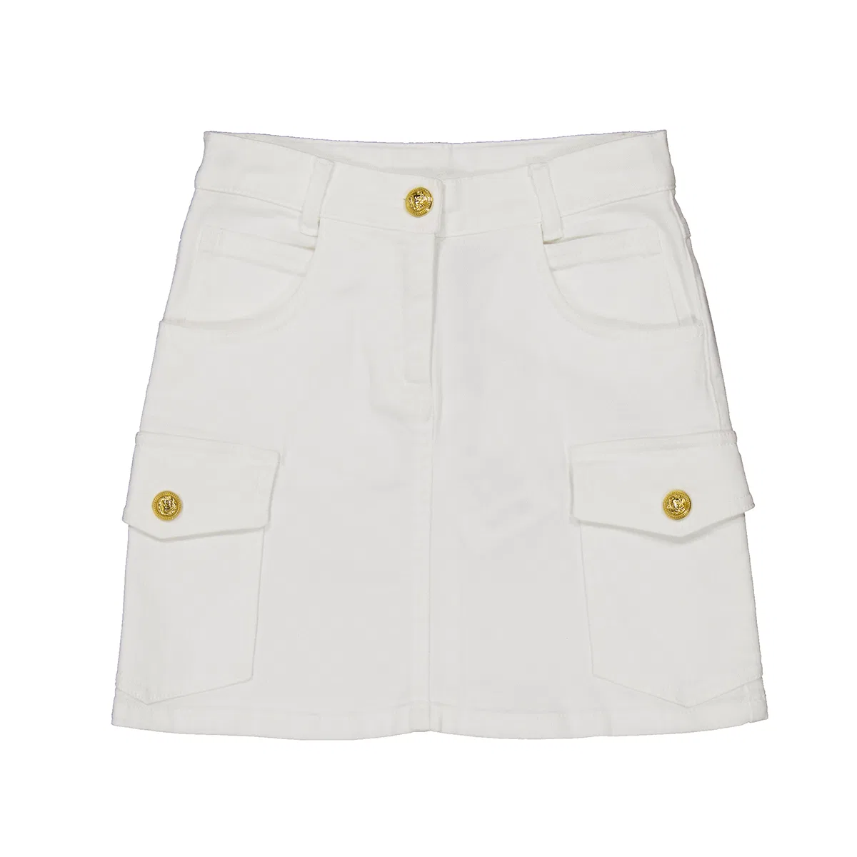Джинсовая мини-юбка Kids Multi-Pocket Denim Mini Skirt Balmain, White