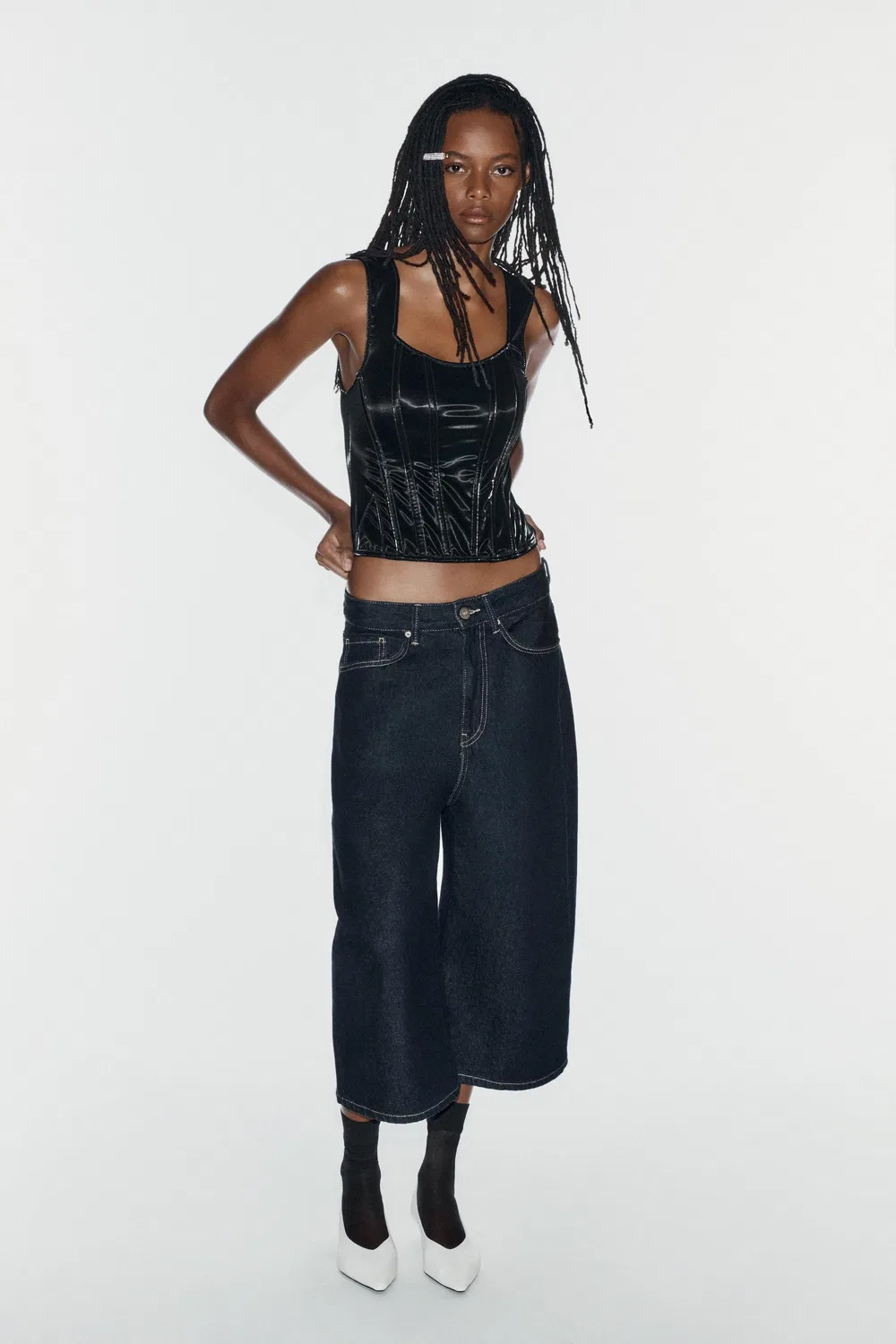 Блестящий топ в стиле корсета ZARA, Black