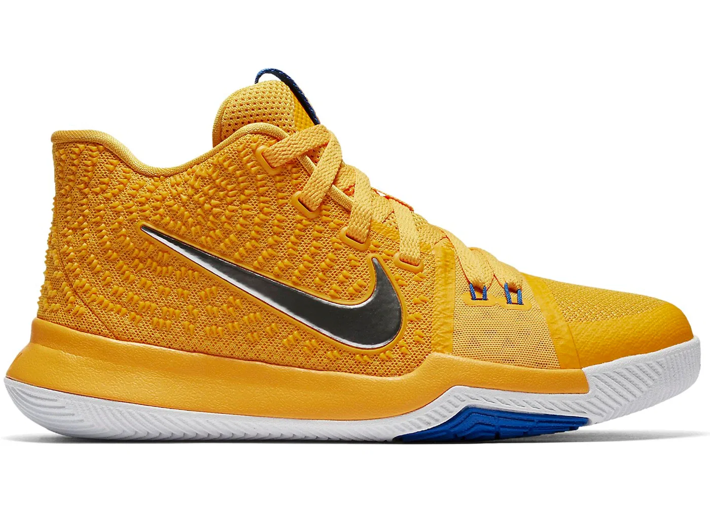 Детские кроссовки для мальчиков баскетбольные Nike Kyrie 3, University Gold/Chrome-White