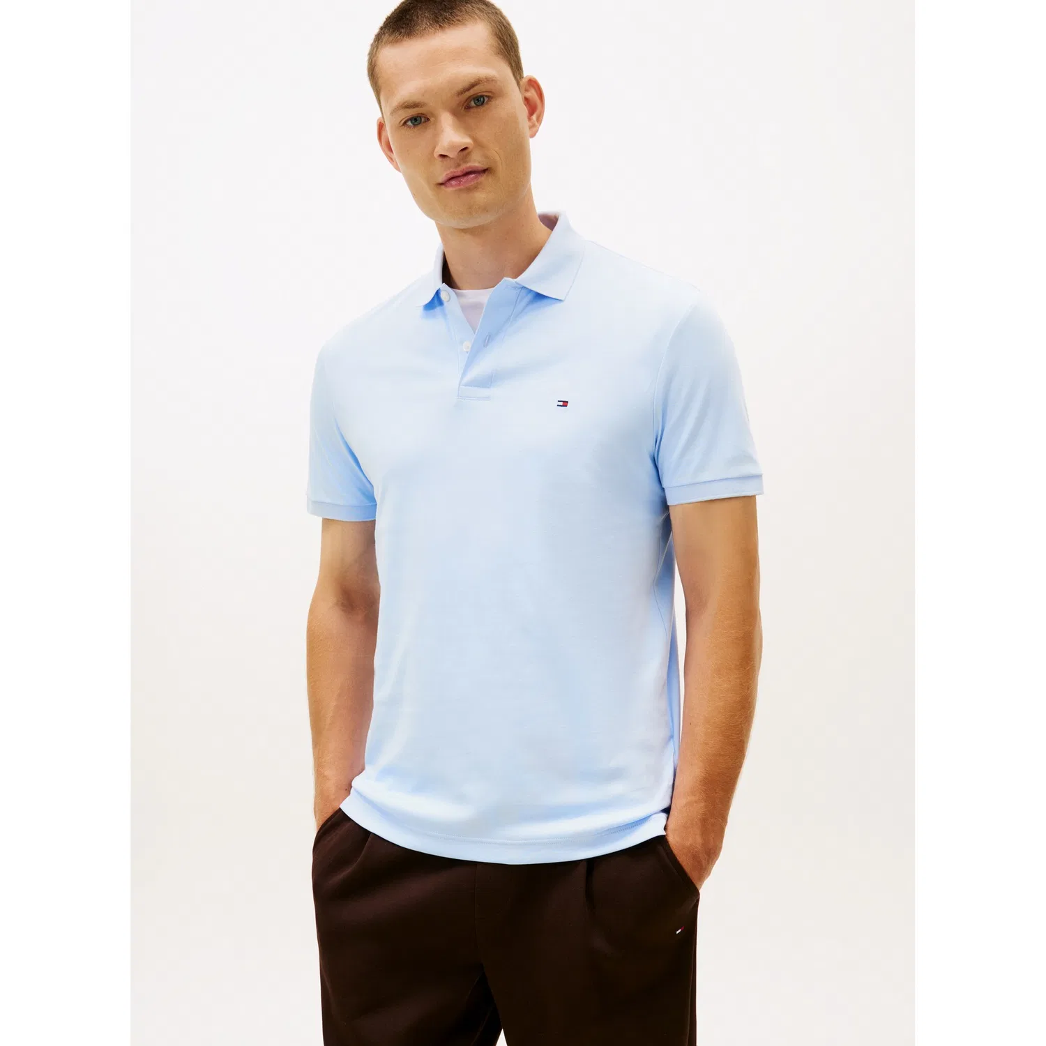 Мужское поло из жидкого хлопка Tommy Hilfiger, Sweet Blue