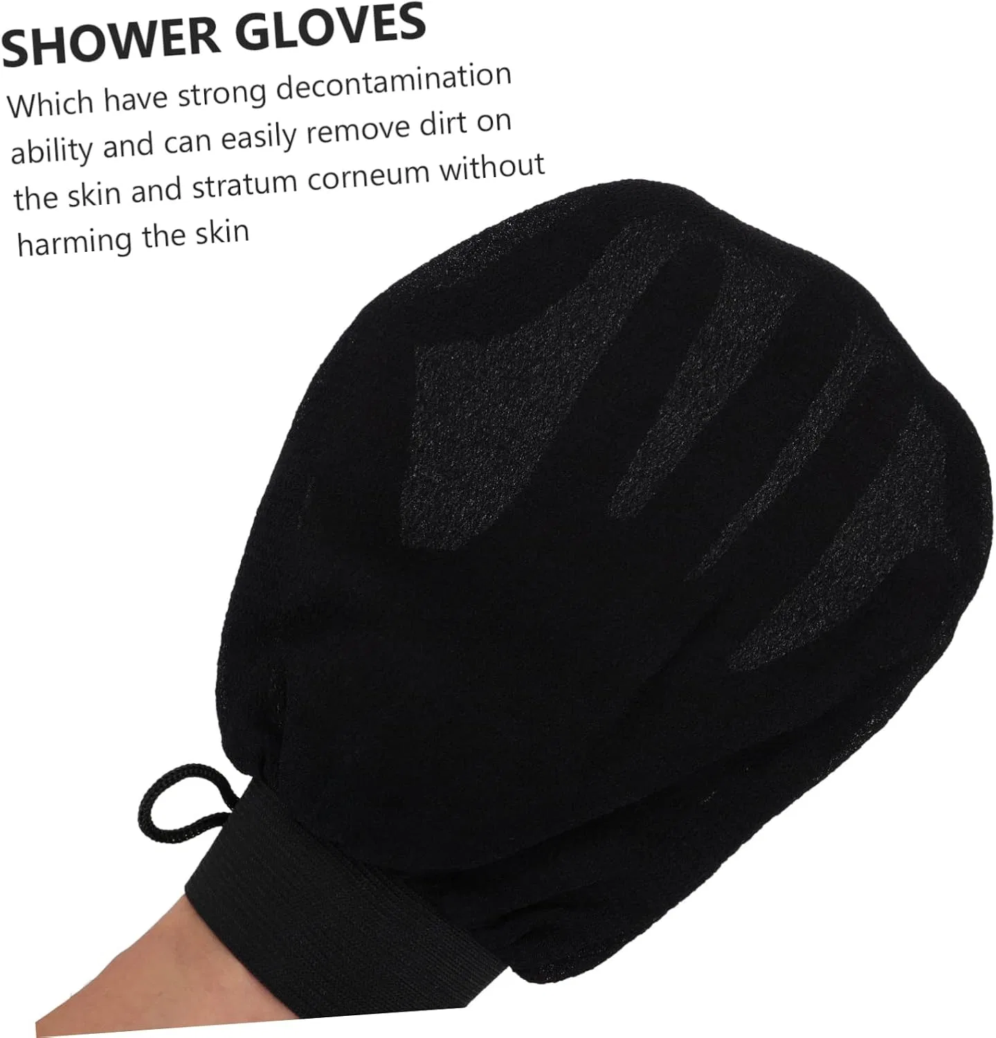 Эксфолирующие перчатки для душа, Beatifufu, 1 пара, 33 г, Black — фото 2