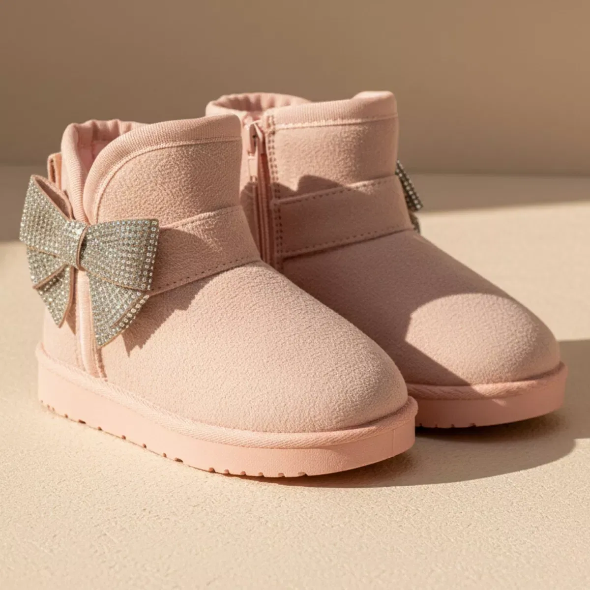 Детские ботинки для девочек с микрофиброй bebe, Blush — фото 3