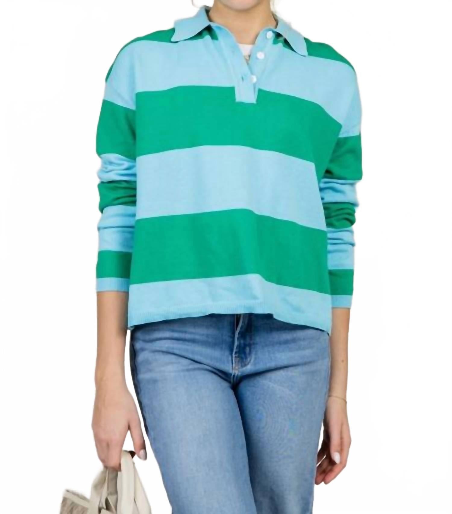 

Рори полосатый свитер в сине-зеленом цвете OLIVACEOUS