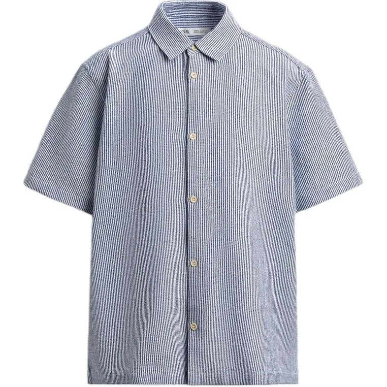 Мужская рубашка с принтом Sea Blue/White ZARA, Sea Blue/White