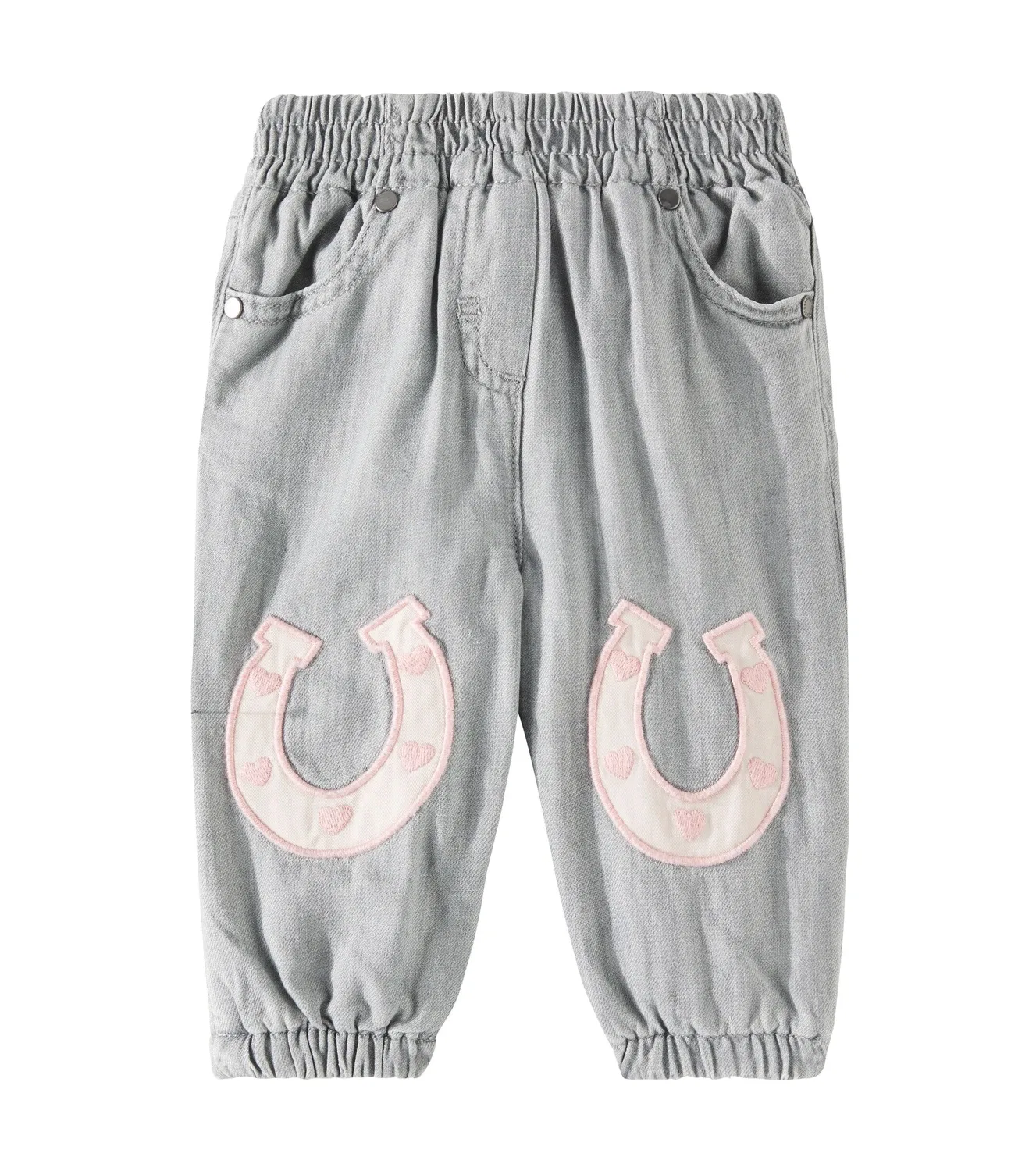 Детские прямые джинсы с вышивкой Stella Mccartney Kids, серый