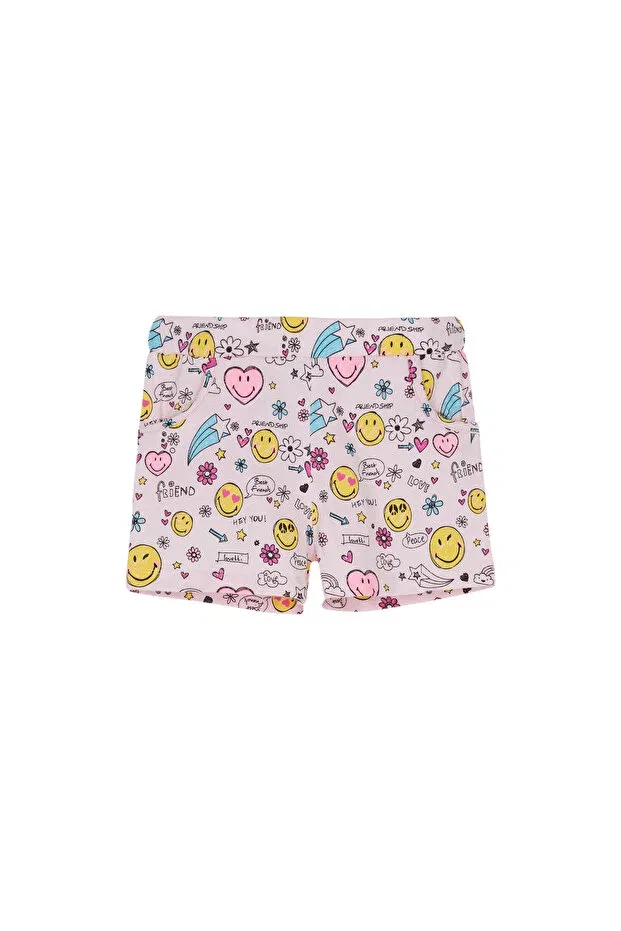 Детские шорты для девочек с принтом Friendly Smile Patterned Pocket Lovetti, Patterned