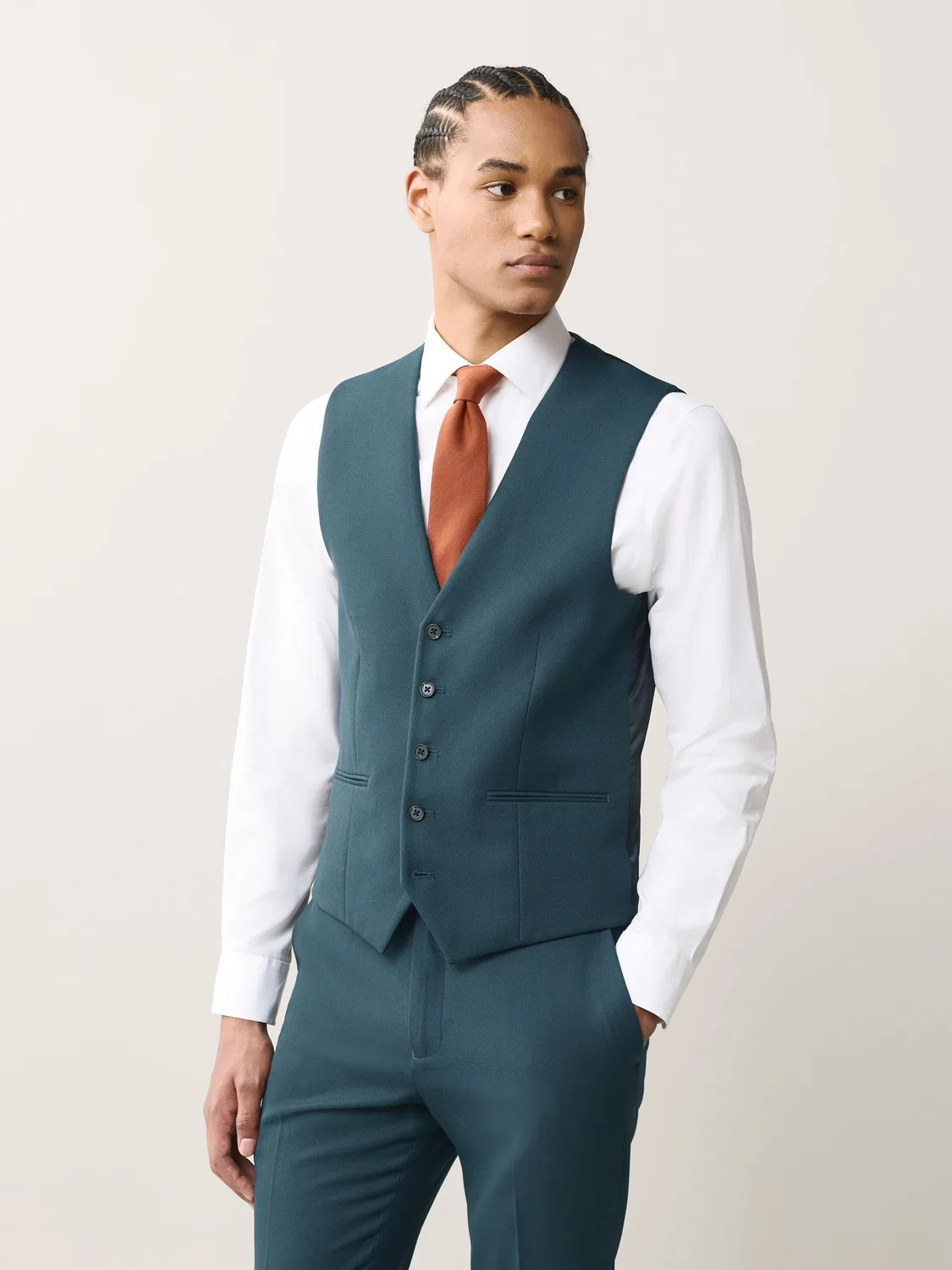 Жилет Textured Suit Waistcoat Next, Teal Blue