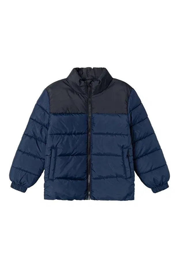 Детская куртка-пуховик для девочек с длинным рукавом Stand Collar Navy Blue Boy's Puffer Jacket Name It, Navy Blue