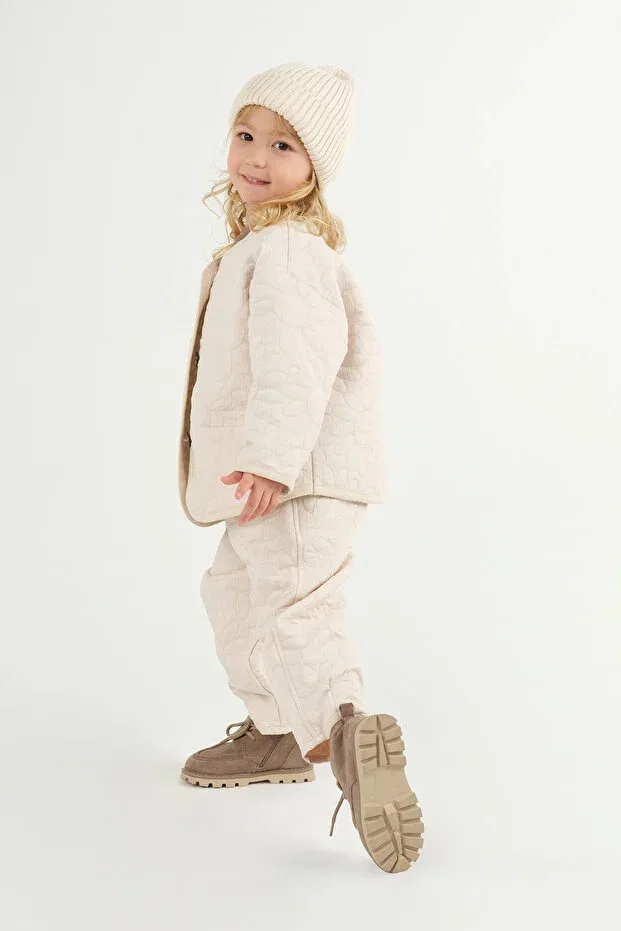 Объемная ребристая куртка бежевого цвета Mioma Kids — фото 4