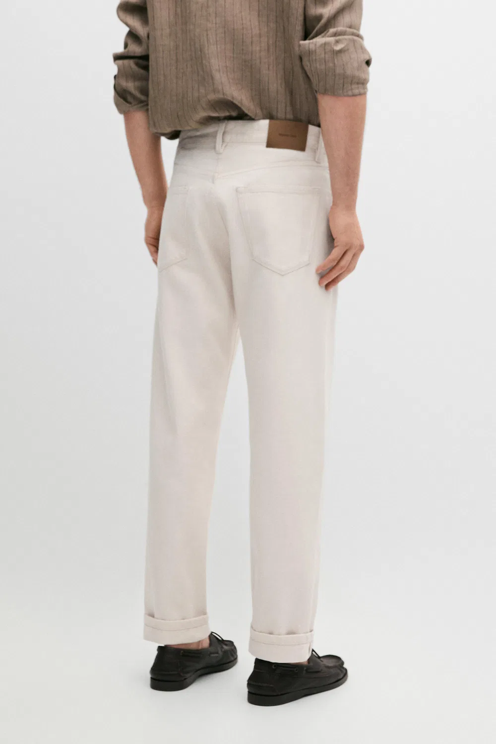 Джинсы с кромкой Massimo Dutti, кремовый — фото 3