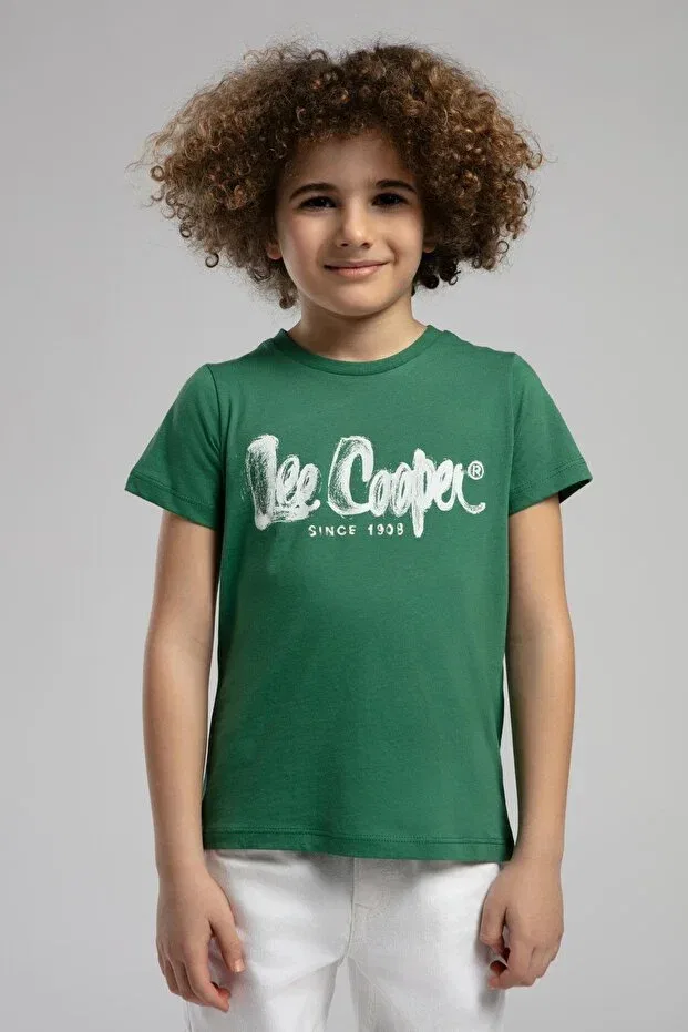 Детская футболка для мальчиков с принтом Lee Cooper, Green — фото 4