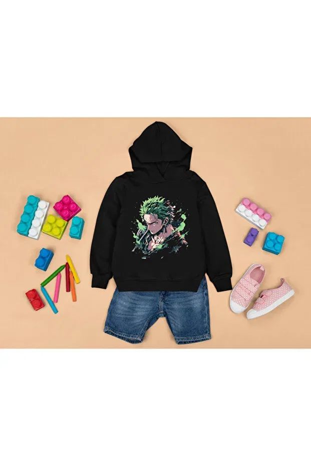Детские свитшот для девочек с принтом Anime Goku Printed Magors, Black