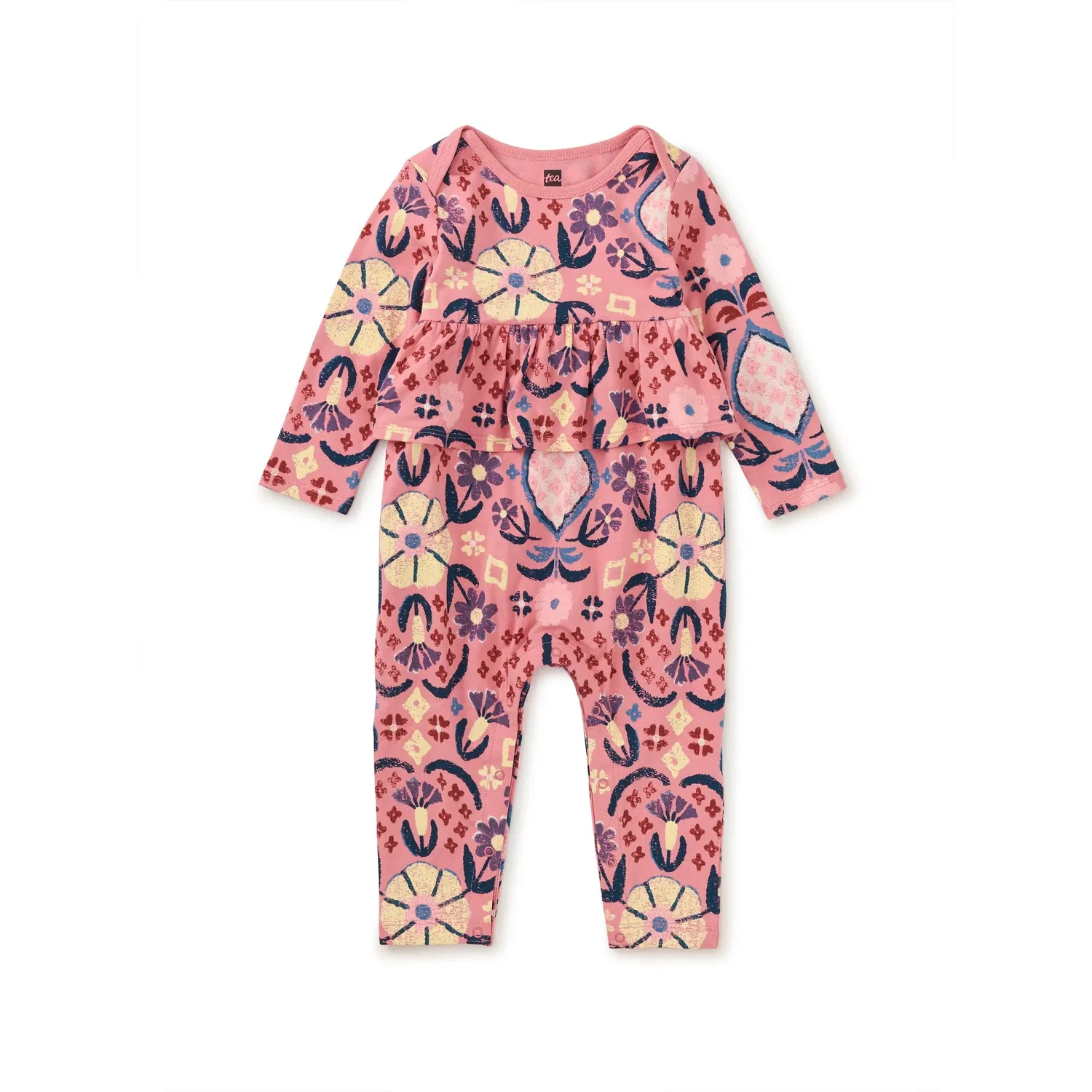 Детский боди-комбинезон с баской с цветочным принтом Pretty Peplum Tea Collection, Hariz Rug Floral In Mauveglow