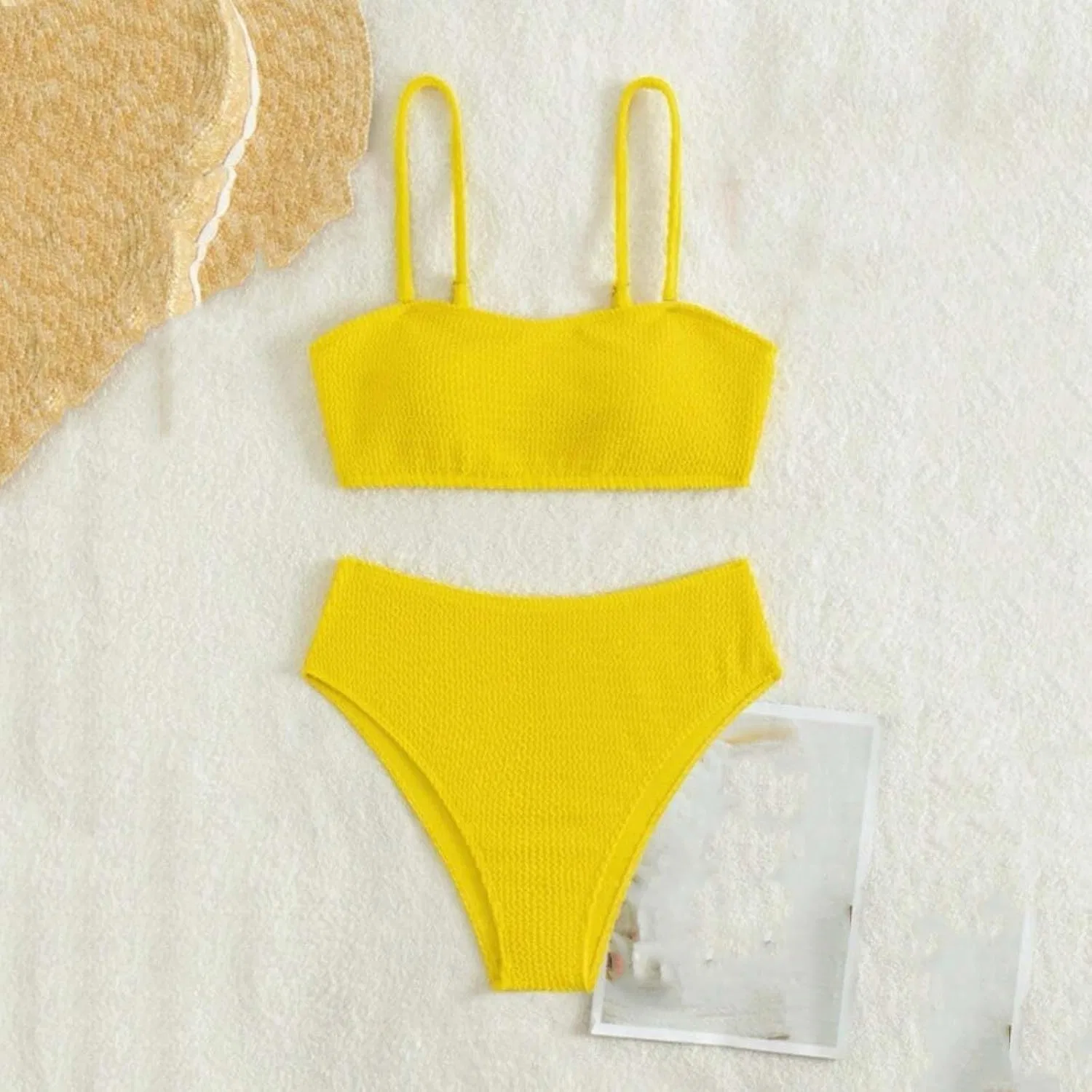 Женский бикини-сет с регулируемыми бретелями, Yellow — фото 3