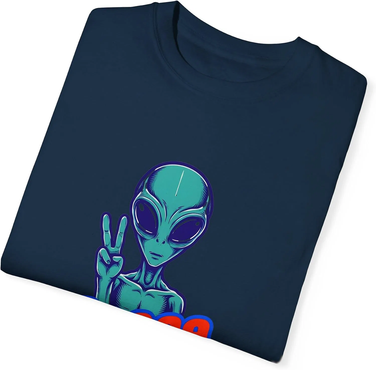 Футболка с принтом Alien Peace Out Bro Comfort Colors, True Navy — фото 3