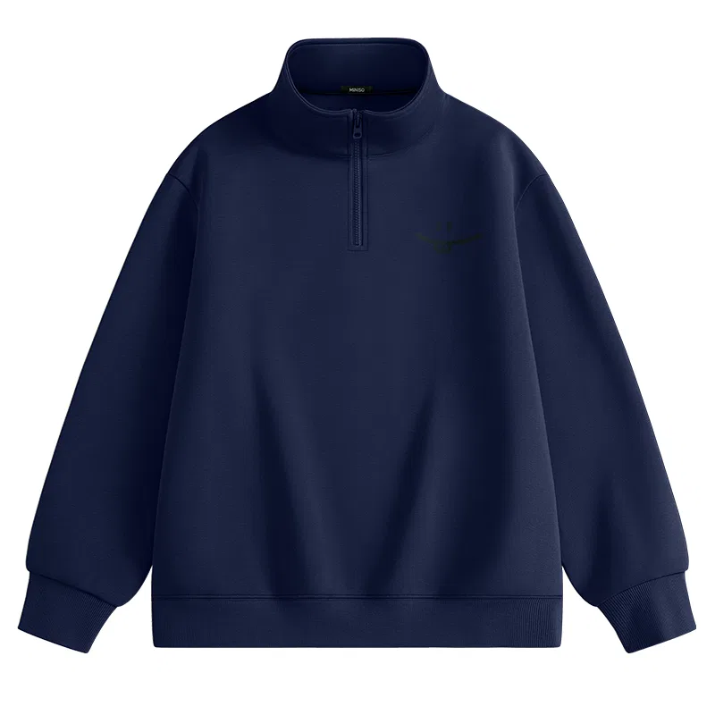 Детский свитшот с высоким воротником Simple Smile Drawing Chest Logo MINISO, Navy Blue