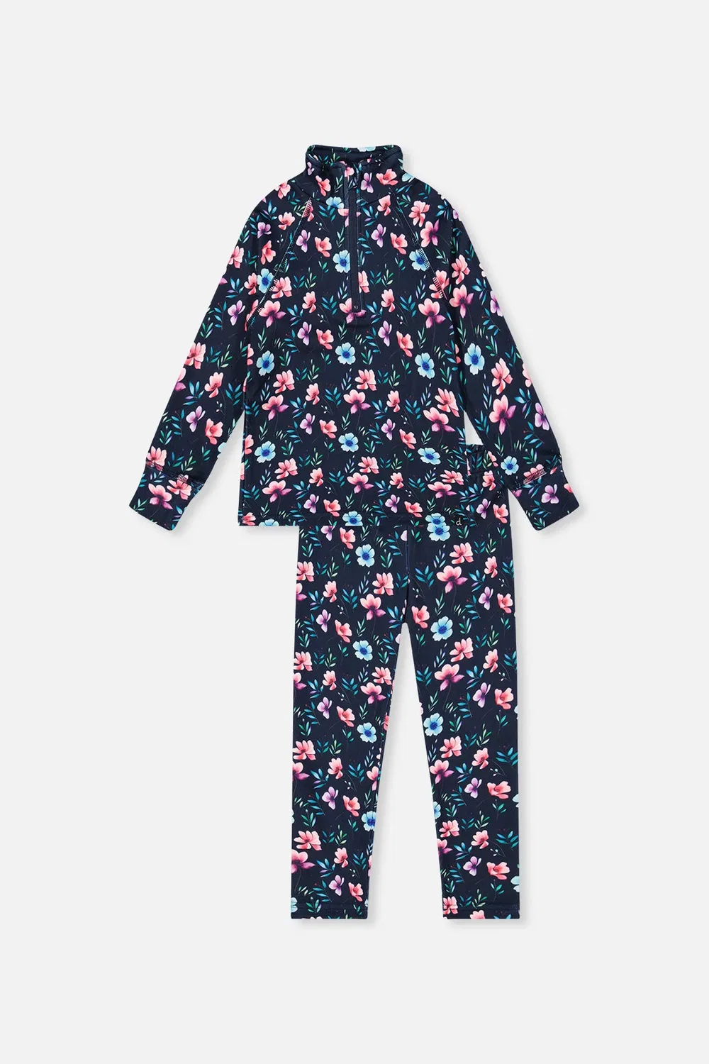 Детский термокомплект из двух предметов с цветочным принтом Deux par Deux, Blue Floral Print
